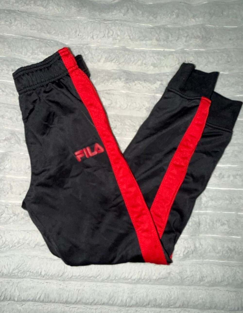 Fila Black Red Side Stripe Jogger Sweatpants Size 10/12